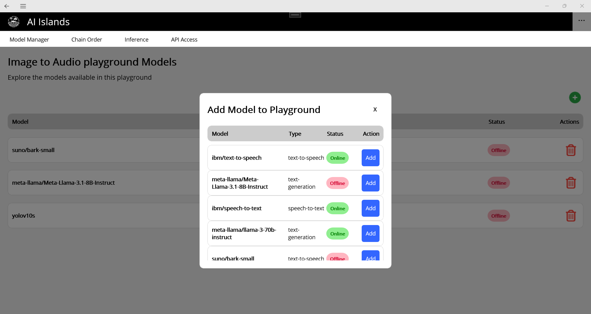 Adding models to playground